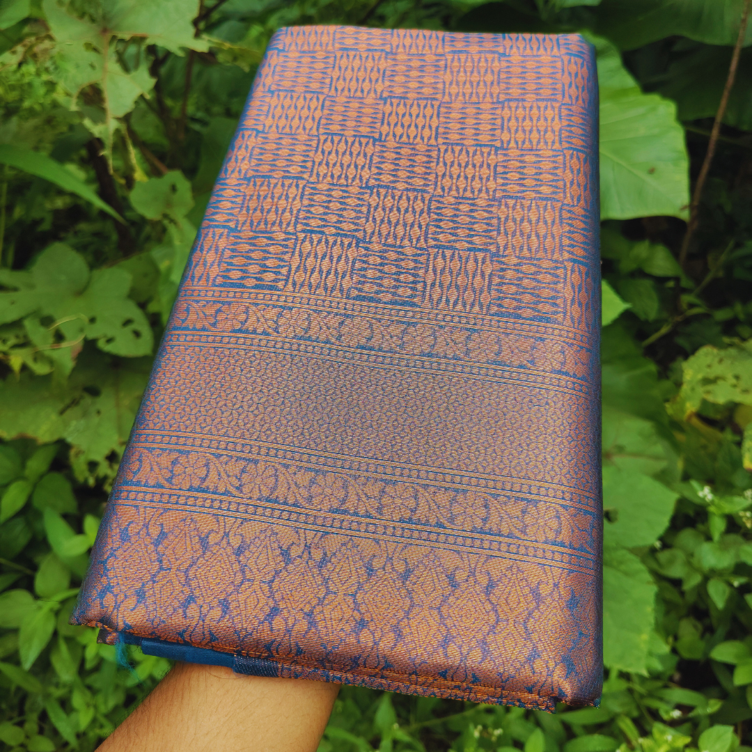 Vaidehi Vastra Regal Blue and Copper Soft Silk