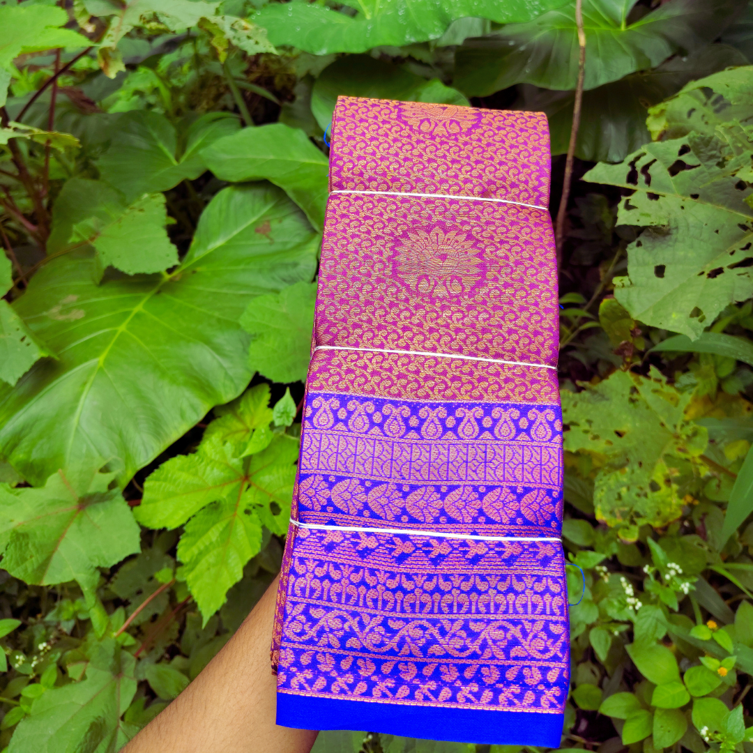 Vaidehi Vastra Regal Blue and Pink Soft Silk
