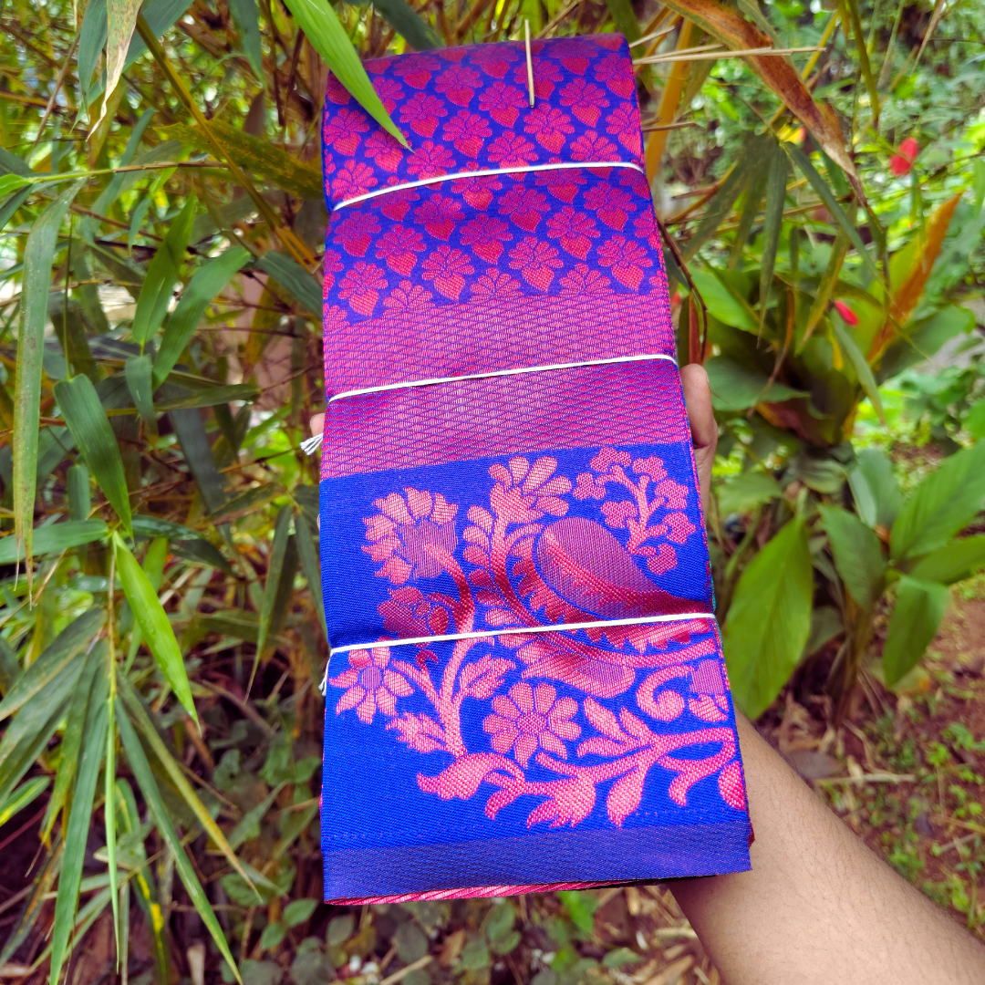 Vaidehi Vastra Regal Blue and Pink Soft Silk