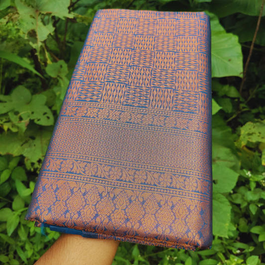 Vaidehi Vastra Regal Blue and Copper Soft Silk