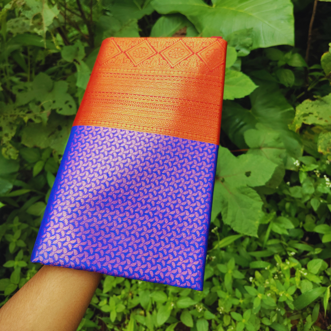 Vaidehi Vastra Regal Blue and Red Soft Silk