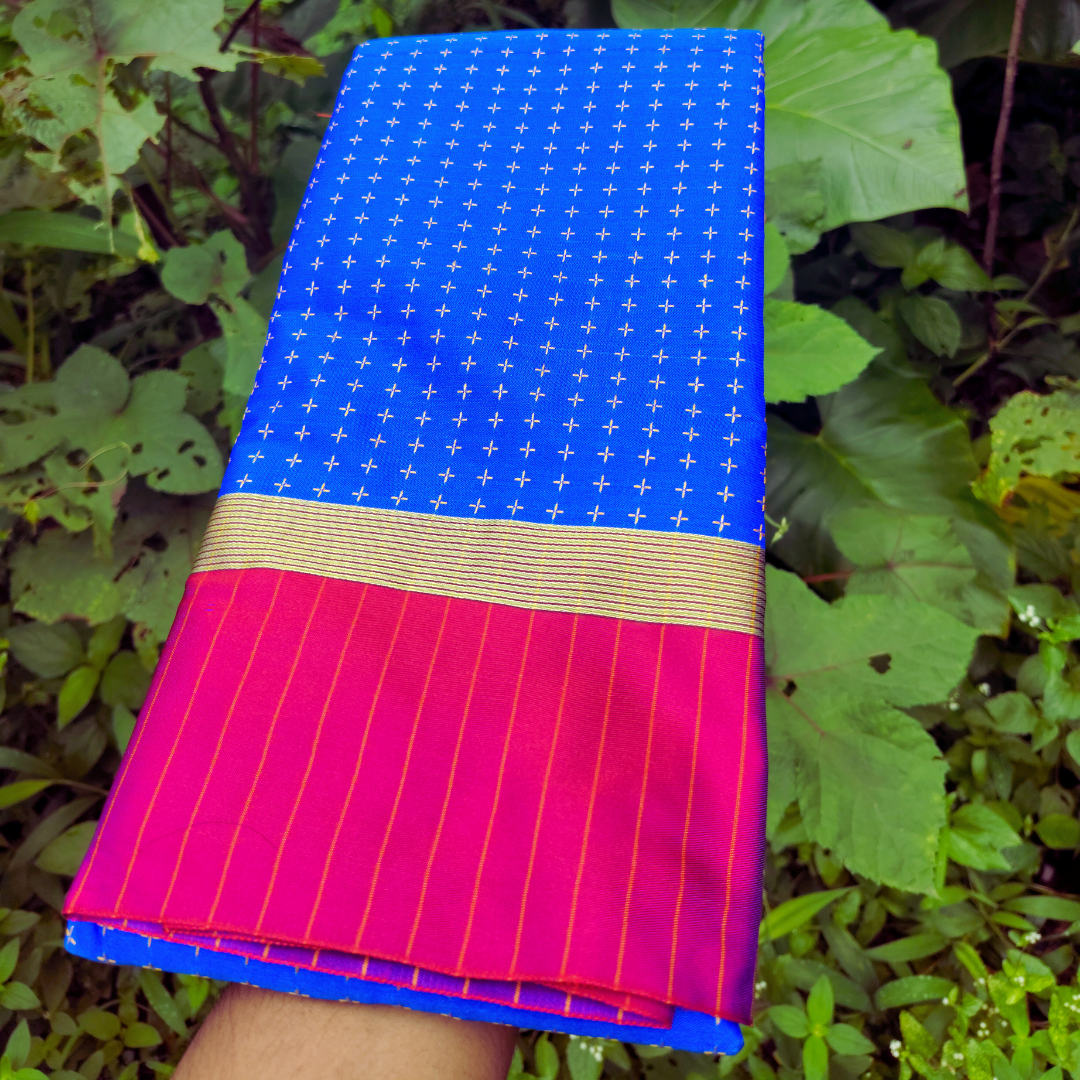 Vaidehi Vastra Regal Blue and Magenta Soft Silk
