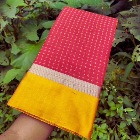 Vaidehi Vastra Saffron and Pink Soft Silk Saree