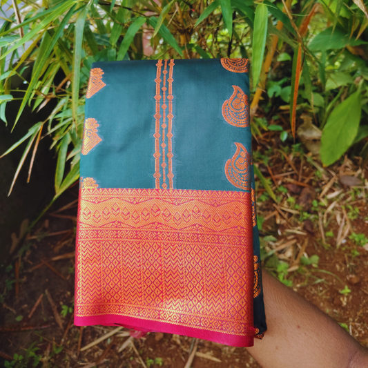 Vaidehi Vastra Pine Green and Maroon Soft Silk